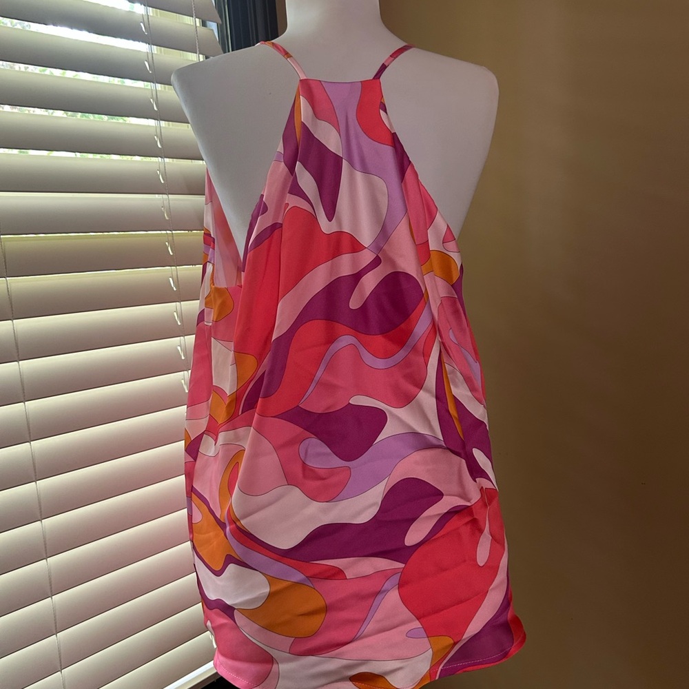 Adrienne Summer in the City Vibrant Pink and Orange Top - Picture 3 of 5